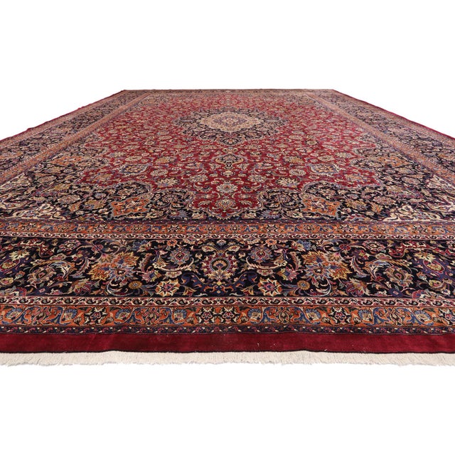 Victorian Vintage Persian Mashhad Rug, 16'09 X 22'02 For Sale - Image 3 of 11
