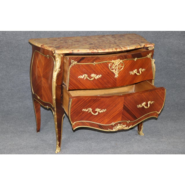 French Late 19th C French Louis XV Style Breche D Alep Marble Top Commode For Sale - Image 3 of 15
