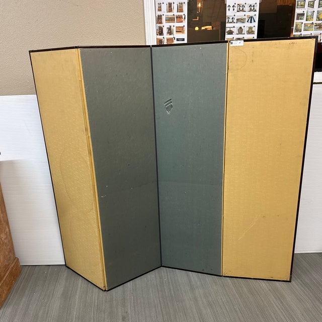 Textile Silk Dupion Folding Screen With Hand Painted Irises For Sale - Image 7 of 13
