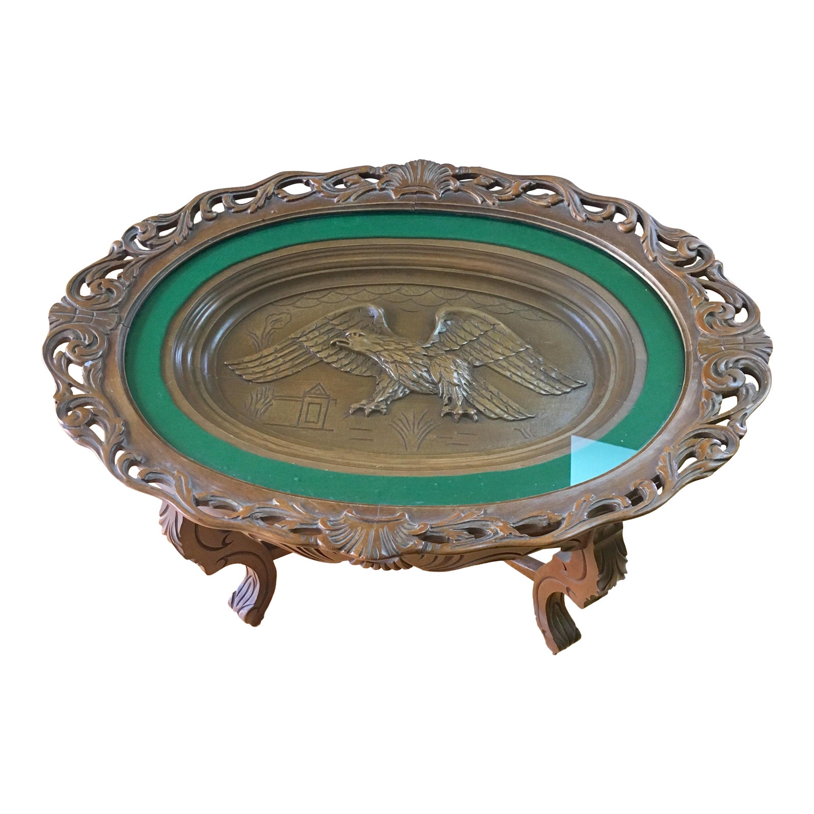 Antique Walnut Eagle Carved Oval Coffee Table Chairish