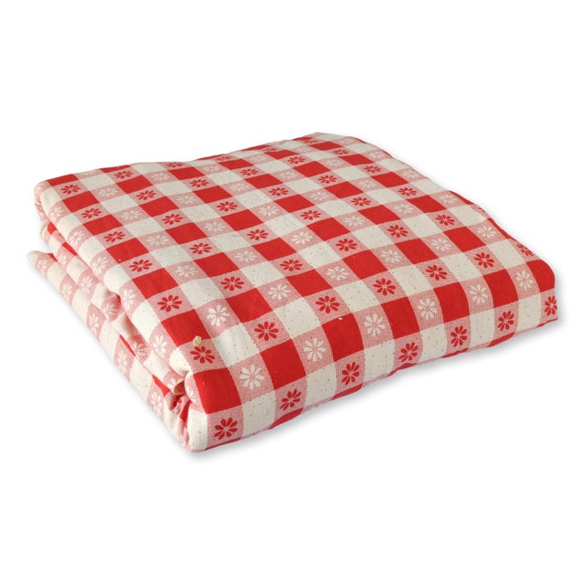 Mid-Century Modern 1960s Schwartz Leibman Red Checkerboard Fabric, 9.5 Yards For Sale - Image 3 of 4