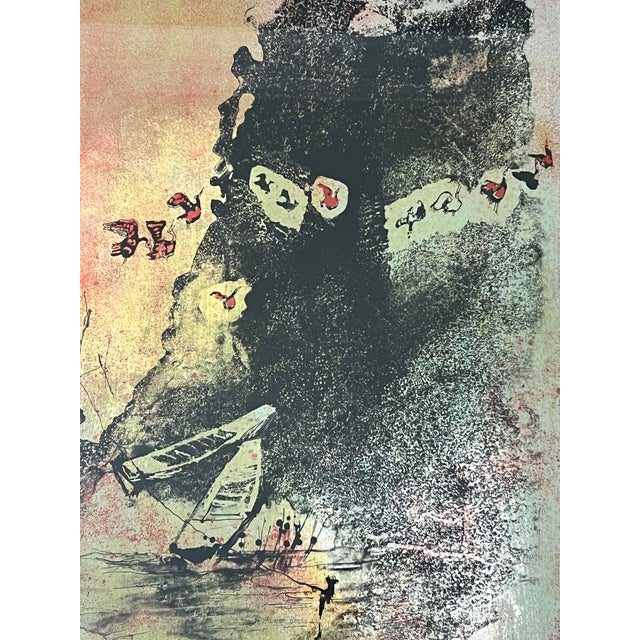 Wood 1970s Hoi LeBaDang Signed and Numbered C1974 Limited Lithograph “The Birds” No. 344/375, Framed For Sale - Image 7 of 12