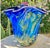 Large Blue Swirl Ruffled Handkerchief Art Glass Vase | Studio Glass Fazzoletto 15"h Artist Signed For Sale - Image 4 of 18