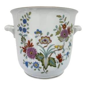 1950s Hutschenreuther Tirschenreuth, Germany Porcelain Cachepot With Floral Decoration