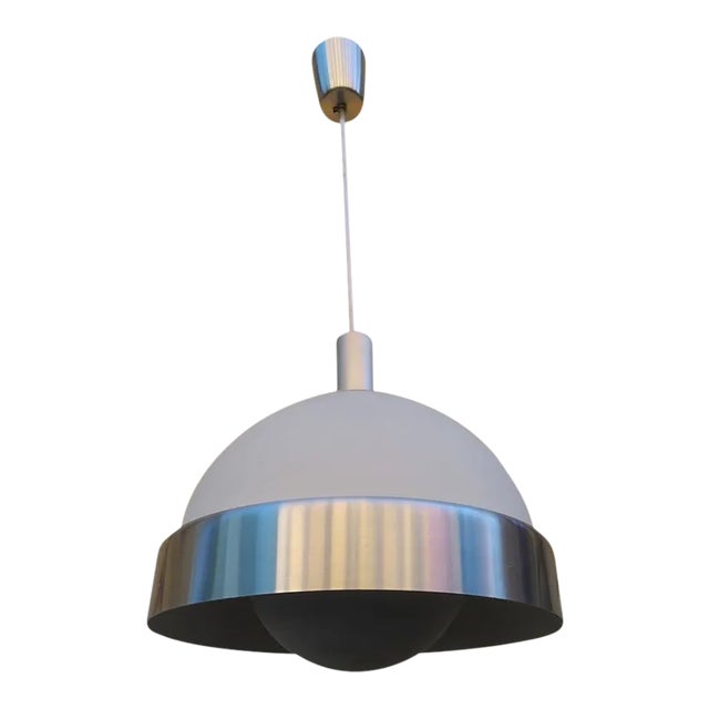 Aluminum, Frosted and Opaline Glass Ceiling Lamp by Oscar Torlasco for Lumi, 1960s For Sale
