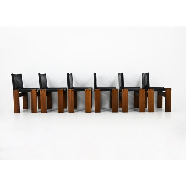 Molteni Monk Dining Chairs by Afra and Tobia Scarpa for Molteni, 1970s, Set of 6 For Sale - Image 4 of 13