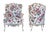 Late 19th Century Finely Carved Louis XV Style Wing Chairs in Floral Linen - a Pair For Sale - Image 4 of 11