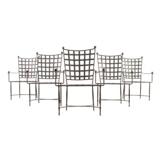 Set of Six Mario Papperzini Lattice Garden Dining Armchairs For Sale