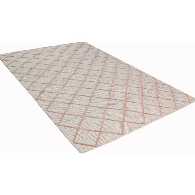 Handwoven Salmon/Ivory Scandinavian Style Rug 6'1" X 9'1" For Sale - Image 11 of 12