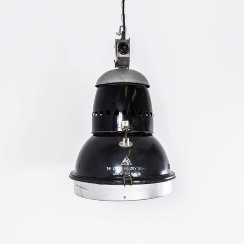 Large Scale Industrial Black Enamel Pendant Lamp, 1950s For Sale - Image 13 of 13