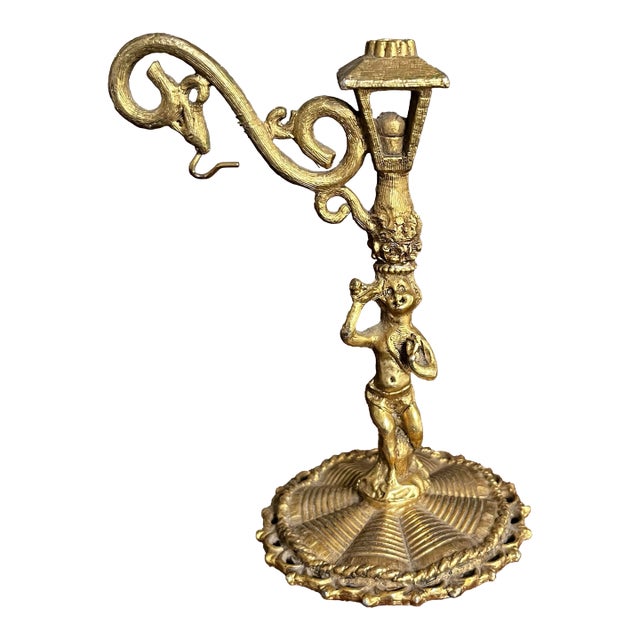 Vintage Gilt Bronze Pocket Watch Stand in Lamppost Form For Sale