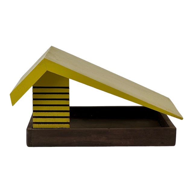 Mid 20th Century Brilliant Mid-Century Modern Wooden [Bird] House Sculpture in Period Mustard Color For Sale