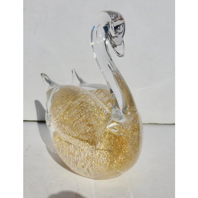 Mid-Century Modern Marcolina Gold Fleck Glass Swan Sweden For Sale - Image 3 of 6