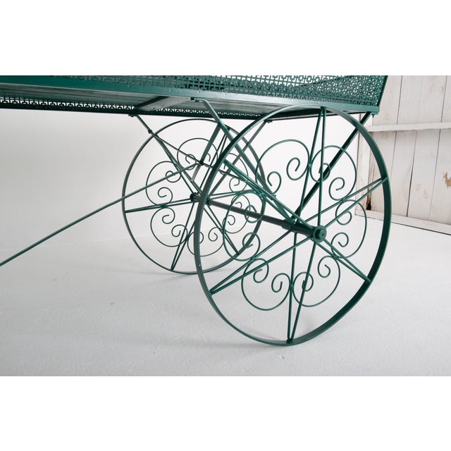 Large Green Wood and Metal Garden Flower Cart For Sale - Image 12 of 12