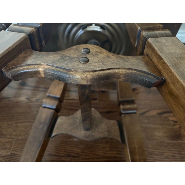 Wood 1981 Vintage Oak Swivel Bar Stools, Attributed to Virginia House, Set of 3 For Sale - Image 7 of 12