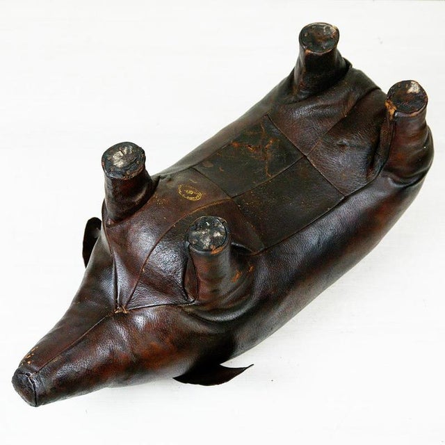 Vintage Leather Pig Ottoman attributed to Dimitri Omersa, 1960s For Sale - Image 13 of 14