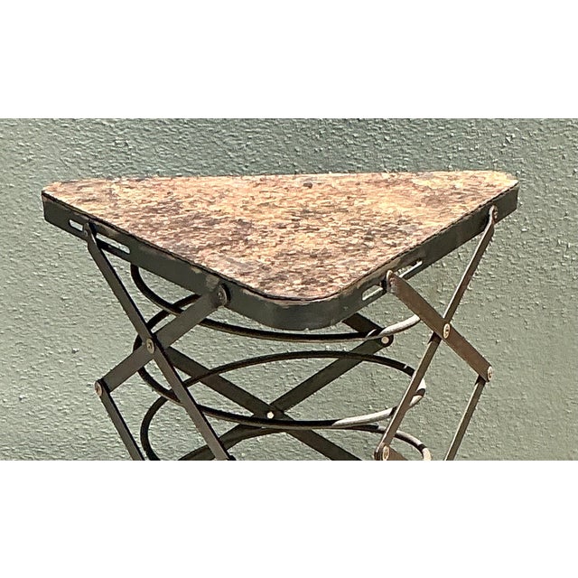 Vintage Industrial Metal and Stone Side Table For Sale In West Palm - Image 6 of 12