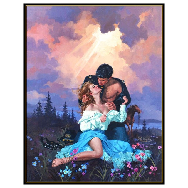 Realism Mid 20th Century Lovers Embrace, Robert Maguire For Sale - Image 3 of 6