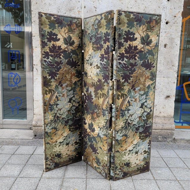 Vintage French Three-Panel Screen, 1950s For Sale - Image 6 of 18