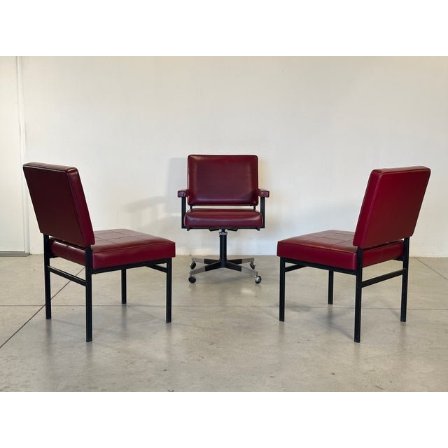 Mid-Century Modern Vintage Swivel Chair and Office Chairs, 1960s, Set of 3 For Sale - Image 3 of 17