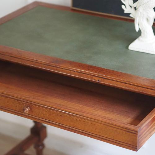 Small Antique Desk or Console Table with Green Leather Top, 1890s For Sale - Image 5 of 18