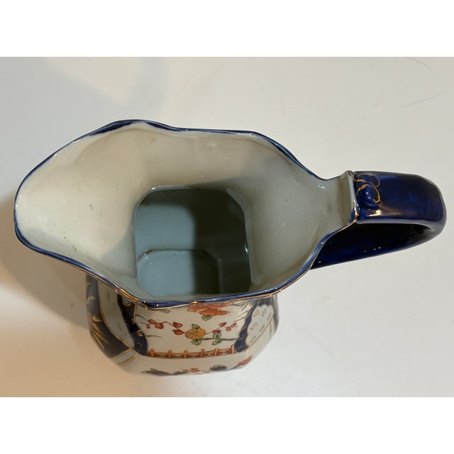 Late 19th Century Large Antique Mason's Patent Ironstone Imari Pitcher, 11 " Victorian English Jug,Hand-Painted Cobalt Blue, Iron Red & Gilt For Sale - Image 5 of 9