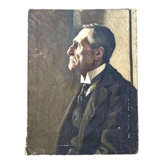 Vintage Original Oil Portrait of Man For Sale