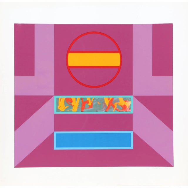 1970s Purple Silk Screen by Carmen Cicero For Sale - Image 4 of 4