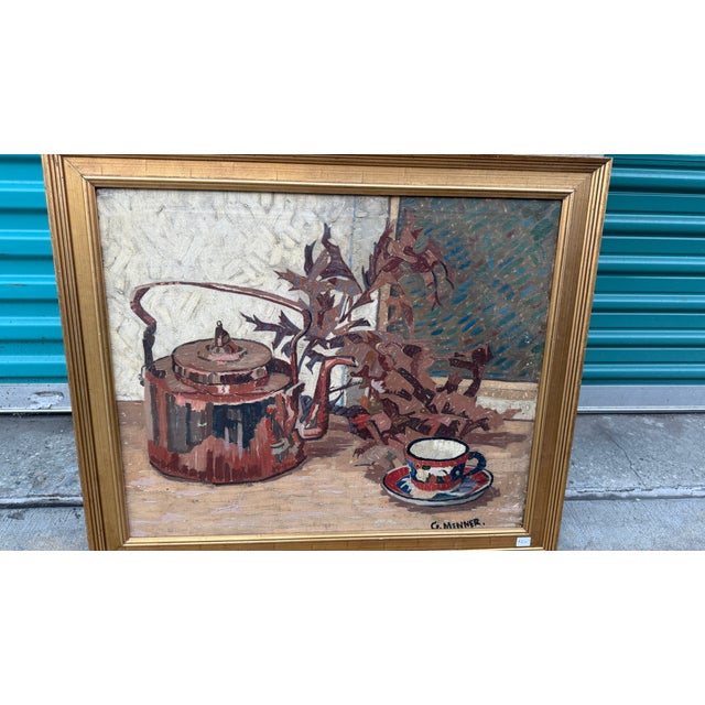 Large Still Life Oil Painting by G. Menner 1920 For Sale - Image 4 of 7