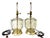 Art Deco Pair of Art Deco-Inspired Clear Glass and Brass Lamps With Shades For Sale - Image 3 of 12