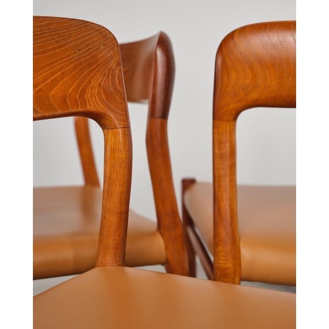 Mid-Century Danish Model 75 Dining Chairs in Teak by Niels Møller for J.L. Møllers, 1950s, Set of 4 For Sale - Image 16 of 17