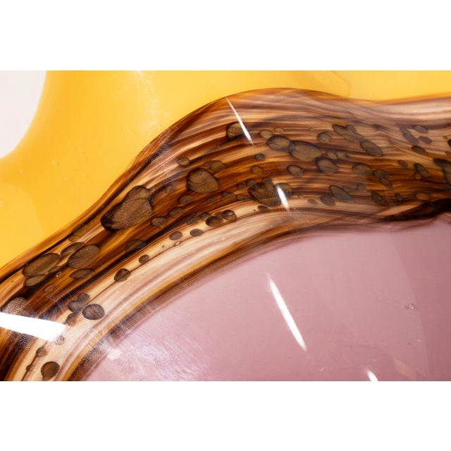 Purple and Yellow Handblown Glass Vessel Viz Glass Inc. For Sale - Image 4 of 6
