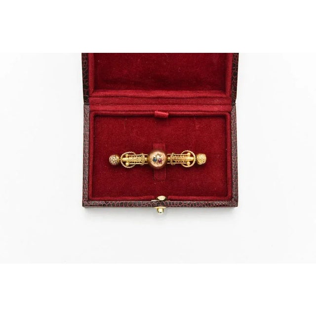 Late 19th Century Gold Brooch with Diamond, Ruby and Sapphire For Sale - Image 6 of 7
