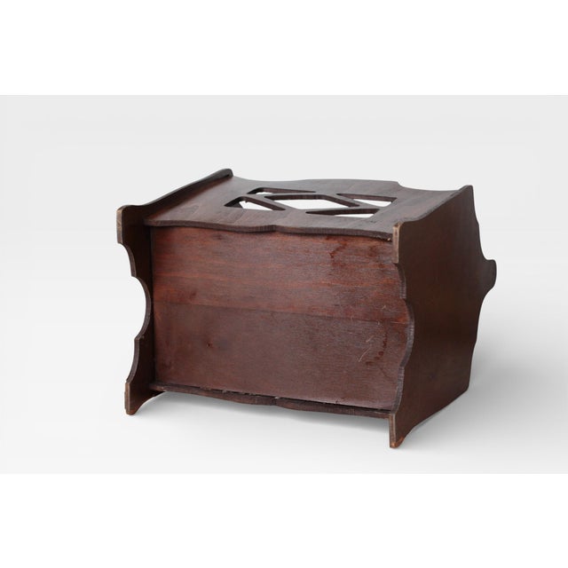 Mid 20th Century Chippendale Revival Wooden Magazine Rack With Center Cutout For Sale - Image 12 of 16