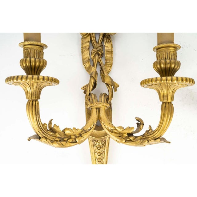 Louis XVI Style Gilt Bronze Wall Lights, Set of 2 For Sale - Image 6 of 8
