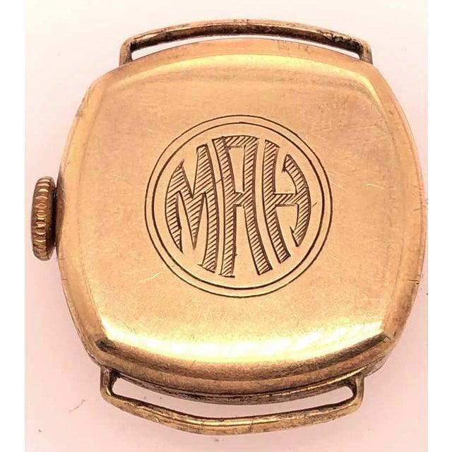 Gold 14 Karat Yellow Gold Concord Watch Head Fancy Art Deco Style Dial For Sale - Image 8 of 9
