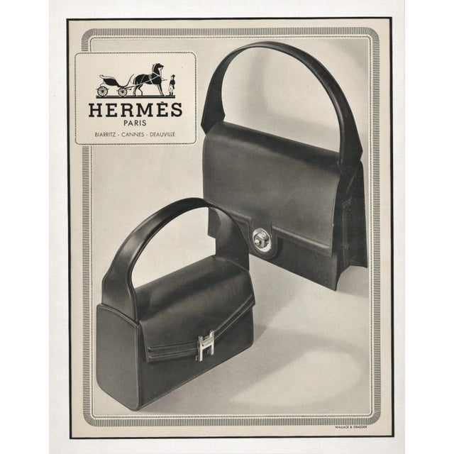 1940s 1949 Mid-Century French Hermes Handbag Advertisement Print, Matted For Sale - Image 5 of 5