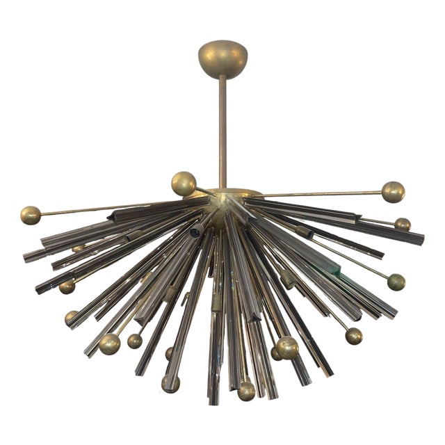 Vintage Italian Murano Glass Sputnik Semi-Flush Mount Chandelier, 1980's. For Sale