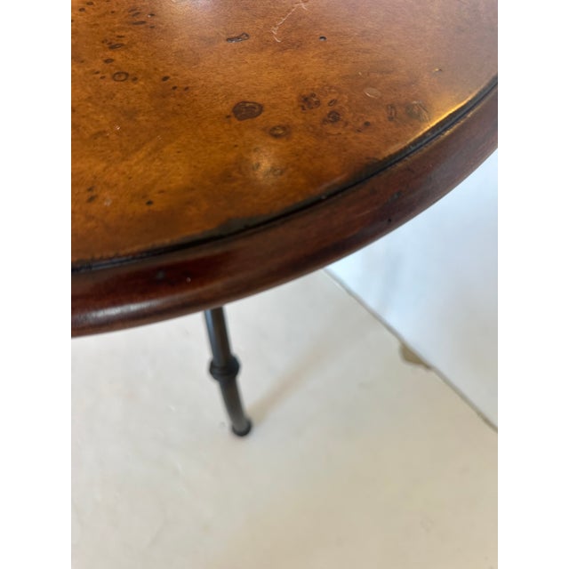 Baker Round Burl & Iron Occasional Side Table For Sale - Image 12 of 13