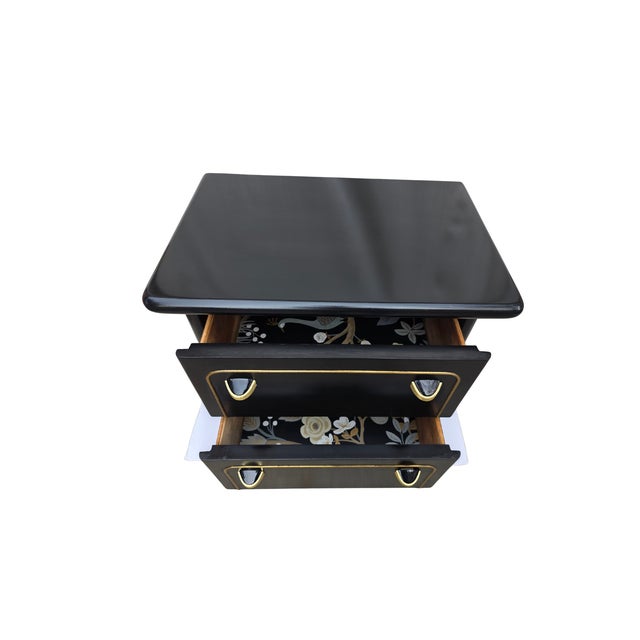 Pair of 1970s Lane Altavista "Espana" Nightstands - Black & Gold Hollywood Regency For Sale In Baton Rouge - Image 6 of 17