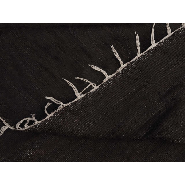 1970s Vintage Handmade Wool Cotton Brown Area Rug For Sale - Image 9 of 9