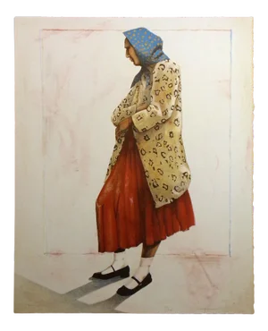 Late 20th Century "Navajo Woman in Imitation Leopard" Portrait Lithograph by Ed Singer