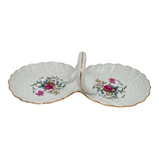 Vintage Haviland Limoges Pondichery Double Scallop Shell Handled Serving Dish Compote Dish For Sale