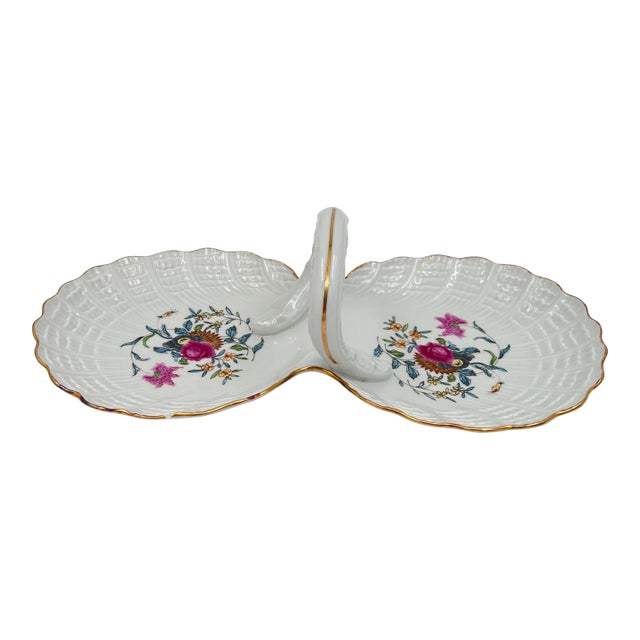 Vintage Haviland Limoges Pondichery Double Scallop Shell Handled Serving Dish Compote Dish For Sale