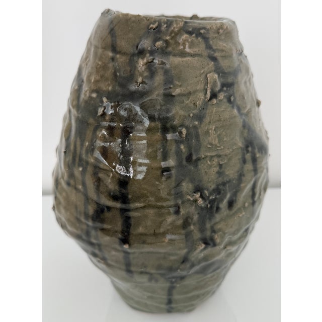 Brutalist Large 1970's Brutalist Studio Art Glazed Pottery Vase For Sale - Image 3 of 6