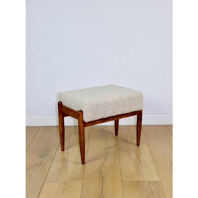 Cream Beige Bouclé Lamb Ottoman from Edmund Homa, 1970s For Sale - Image 4 of 9
