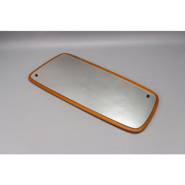 Mid-Century Danish Modern Rectangular Wood Framing Wall Mirror, 1960s For Sale - Image 3 of 18