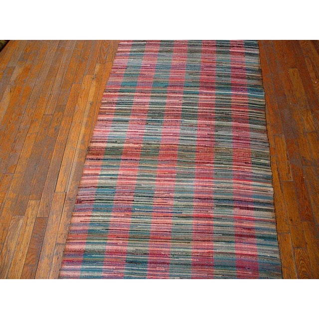 Mid 20th Century American Rag Rug ( 3' x 61'6" - 90 x 1875 ) Vintage American Rag Rug Hallway Runner Wool, Country of...