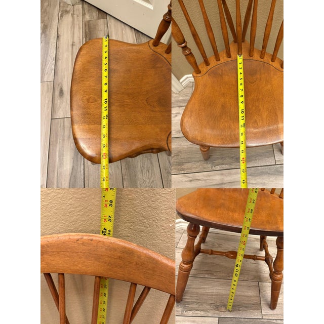 Mid 20th Century Set of 4 Cherry Brace Back Windsor Style Dining Chairs by S. Bent & Bros., Inc. For Sale - Image 9 of 12