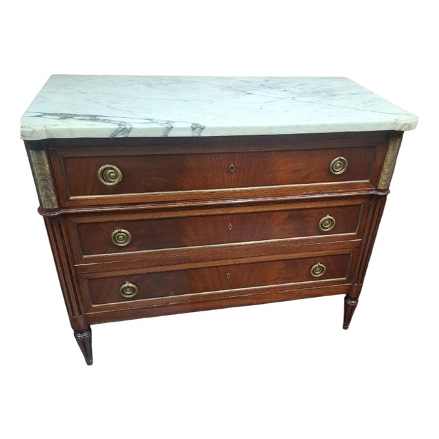 Louis XVI Marble Top Chest of Drawers, 1950 For Sale